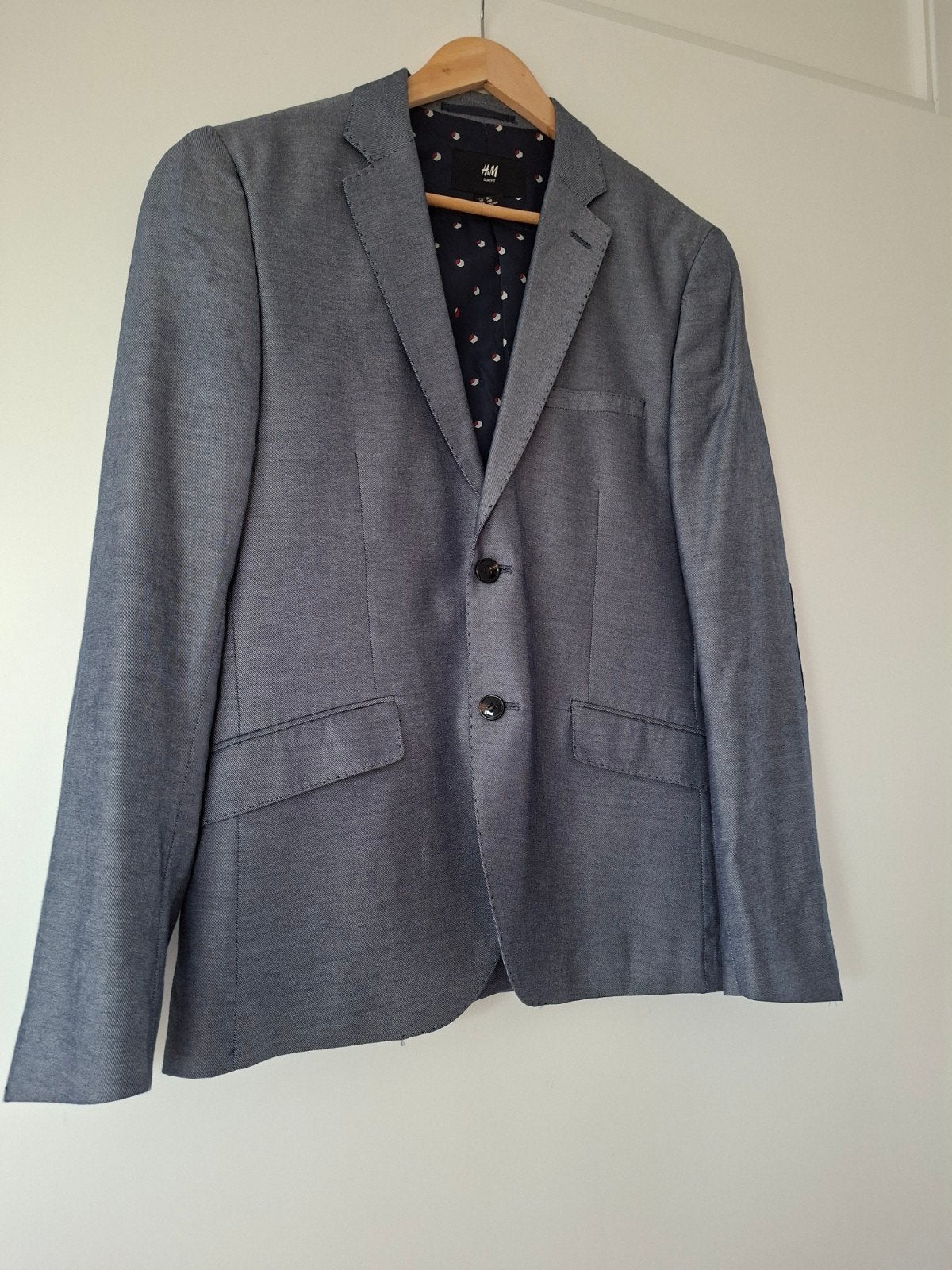 H&M Slim Fit Blazer Maat 48/50 (M) Blauw, Ophalen of Verzenden, Zo goed als nieuw, H&M, Maat 48/50 (M)