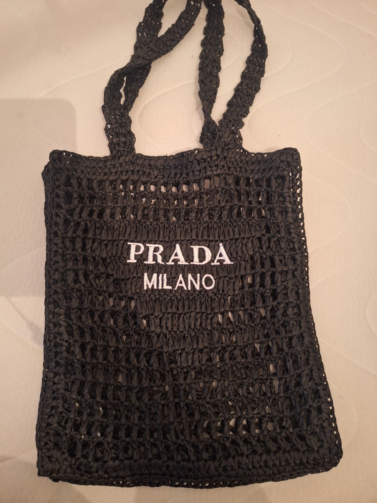 Prada Milano Zwarte Shopper raffa Tas -, Ophalen of Verzenden, Nieuw, Zwart, Shopper