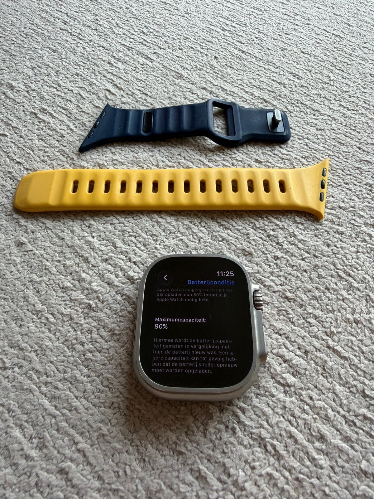 Apple watch ultra 2 49 mm titanium blue/black als nieuw!, Computers en Software, Ophalen of Verzenden