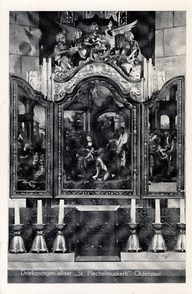 Oldenzaal – Driekoningen-altaar St. Plechelmuskerk., Ophalen of Verzenden, 1940 tot 1960, Gelopen, Overijssel