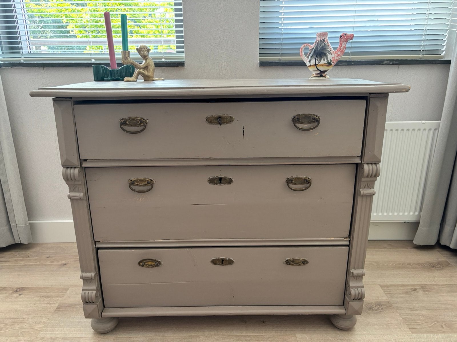 Sfeervolle brocante ladekast / commode, Ophalen, Gebruikt, 50 tot 100 cm, 3 of 4 laden