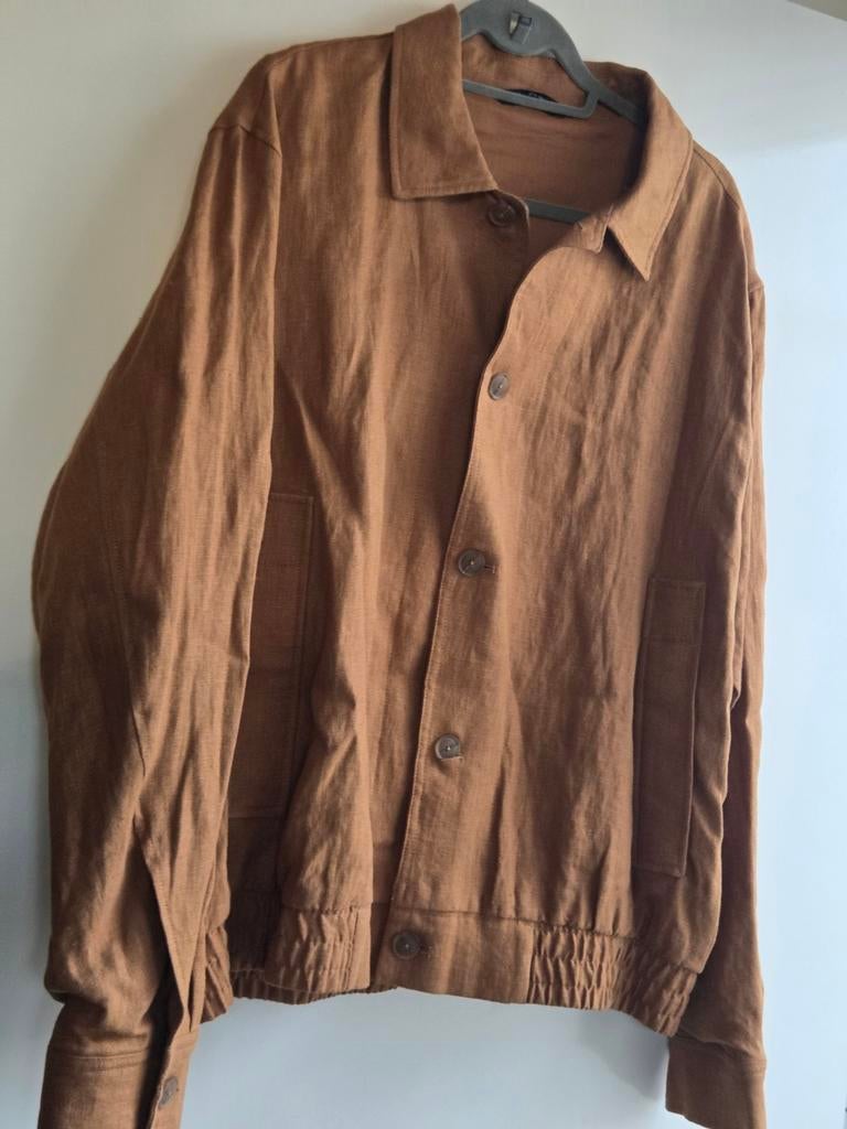 Zara linnen bomberjack heren XL camelkleur, Kleding | Heren, Jassen | Zomer, Ophalen of Verzenden