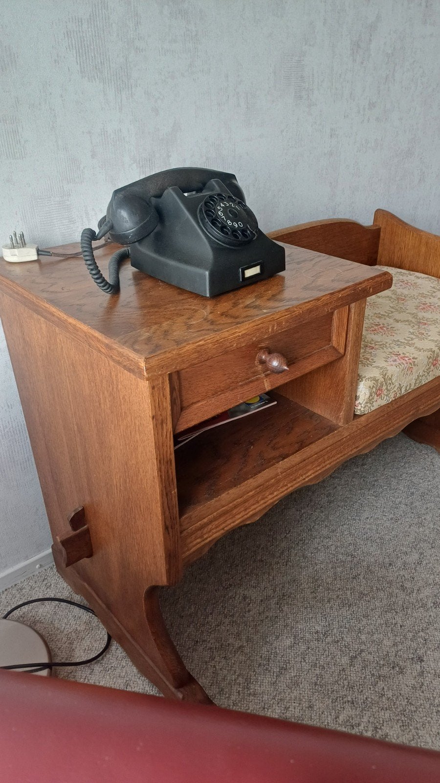 telefoontafeltje, Ophalen, 100 tot 150 cm, Eikenhout, Minder dan 100 cm