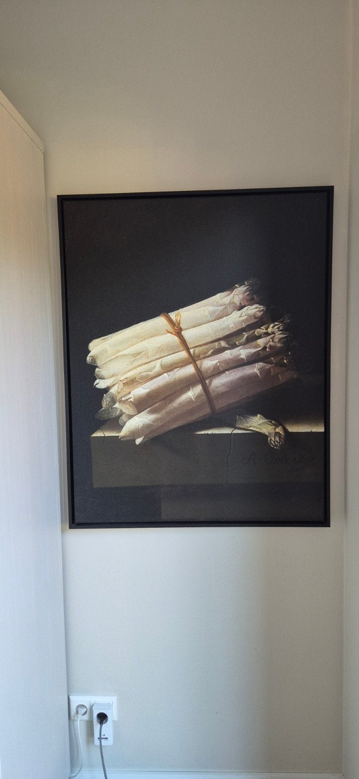 Adriaen Coorte 'Asperges' met massiefhouten baklijst, Antiek en Kunst, Ophalen, Bijzondere lijst, Stilleven, Klassiek