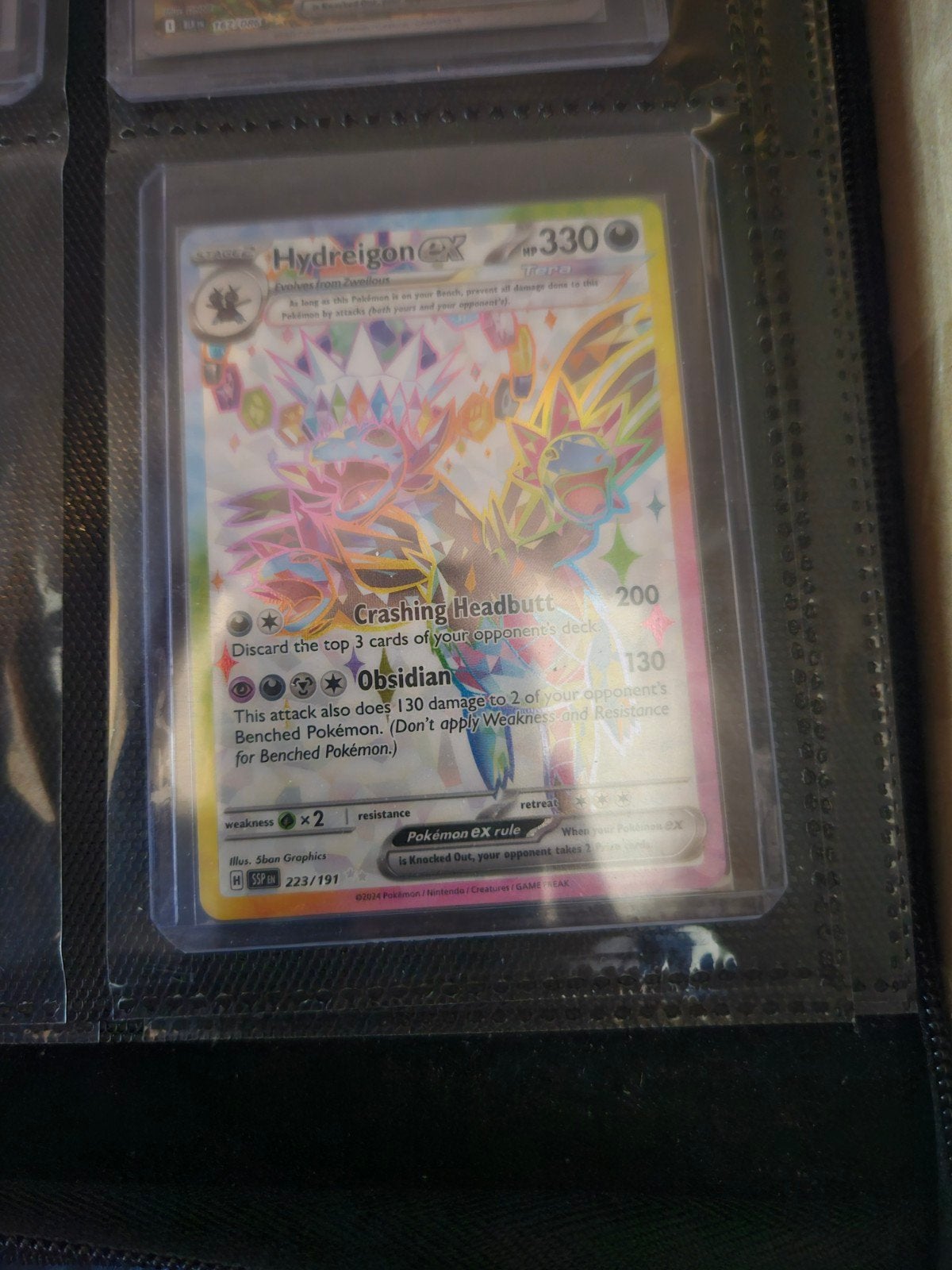 Pokemon Hydreigon ex 223/191 Surging Sparks, Ophalen of Verzenden, Zo goed als nieuw, Losse kaart, Foil