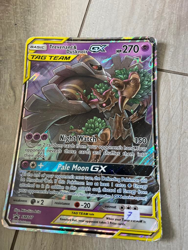 Pokémon Kaart Trevenant & Dusknoir GX TAG TEAM, Ophalen of Verzenden, Gebruikt, Losse kaart