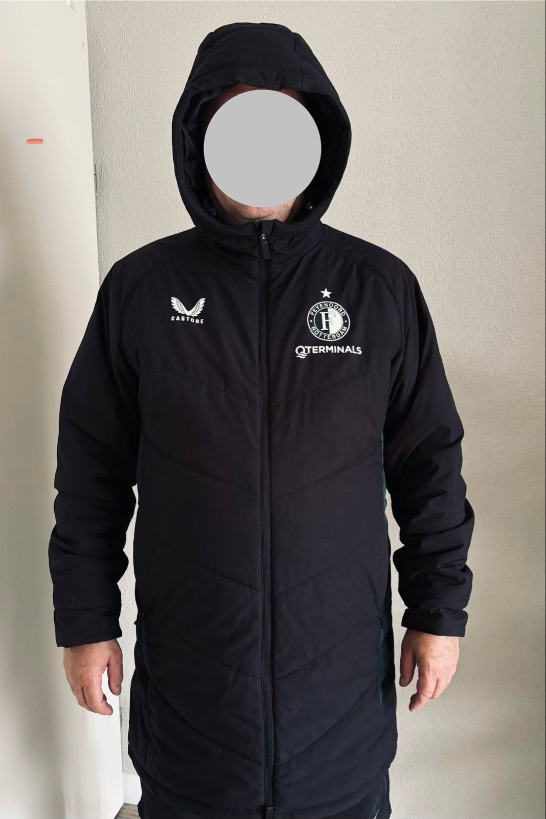 Feyenoord winterjas zwart/groen XL - Castore, Ophalen, Gedragen, Maat 56/58 (XL), Zwart
