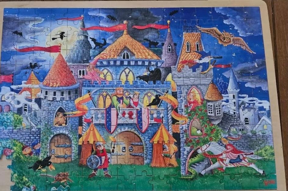 Goki Houten puzzel- 192 stukjes/ Kasteel- verzend ook € 6,50, Ophalen, Gebruikt, Overige typen