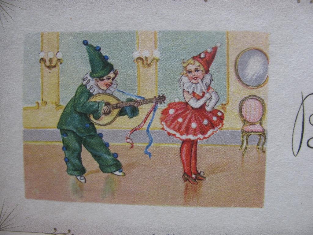 Oude Kaart - Pierrot Kinderen met Gitaar, Verzenden, 1920 tot 1940, Ongelopen, Kinderen