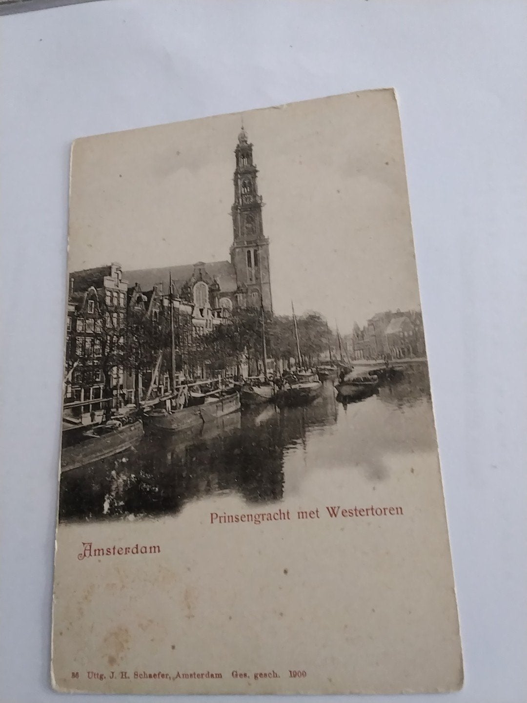 Oude Ansichtkaart Amsterdam Prinsengracht Westertoren 1900, Ophalen of Verzenden, Voor 1920, Ongelopen, Noord-Holland