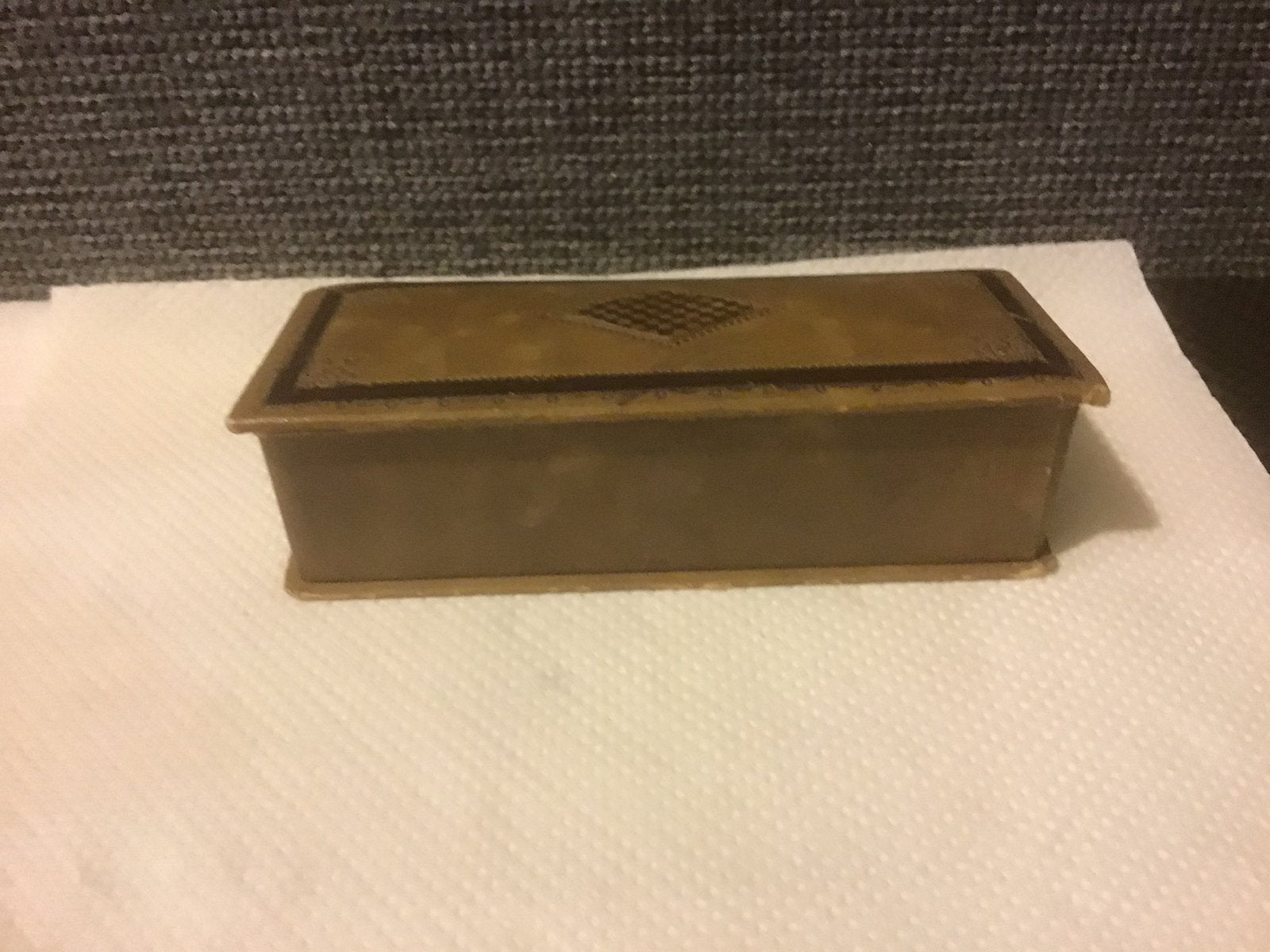 Oud postzegeldoosje, Huis en Inrichting, Woonaccessoires | Kisten, Ophalen of Verzenden, Zo goed als nieuw, Minder dan 50 cm
