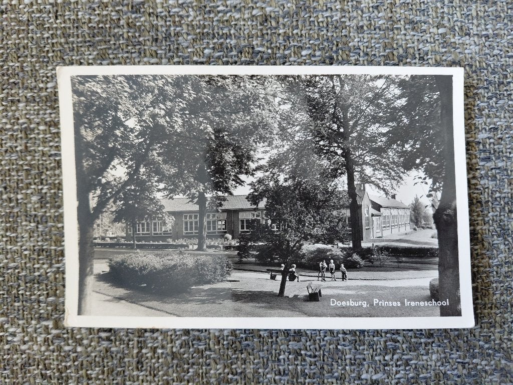 Doesburg, Prinses Ireneschool, gelopen, 1958, fotokaart., Verzenden, 1940 tot 1960, Gelopen, Gebouw