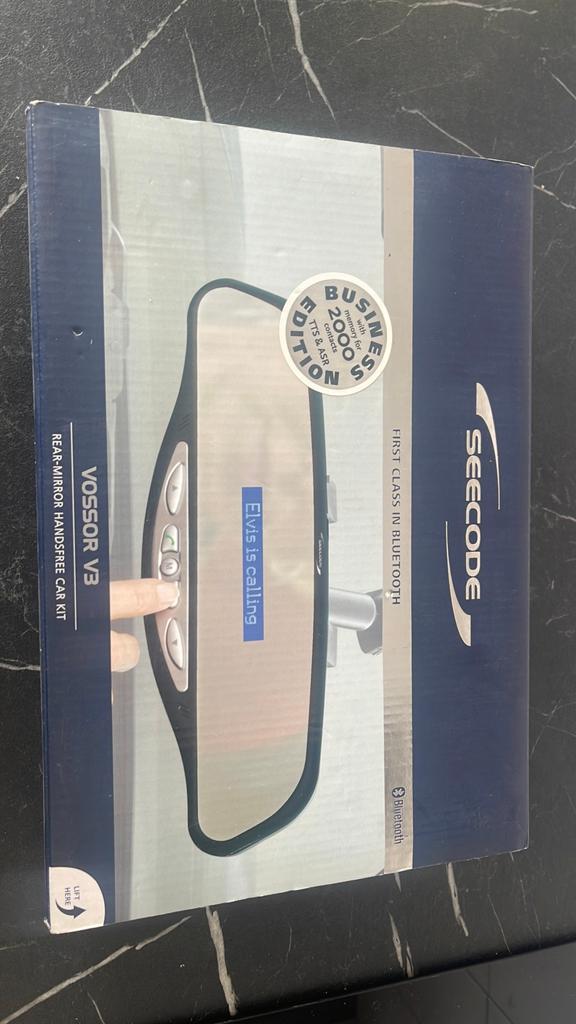 Seecode Vossor V3 Bluetooth Handsfree Carkit inBinnenspiegel, Ophalen of Verzenden, Nieuw