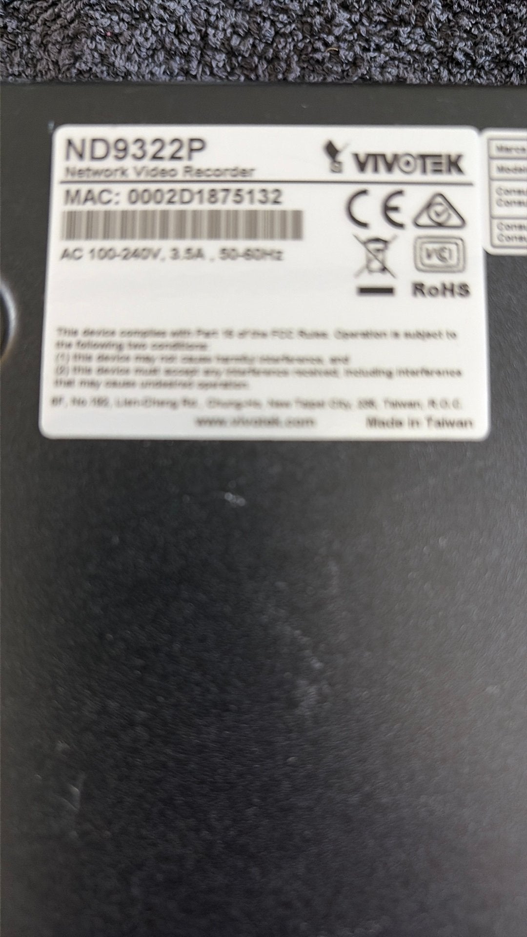 Vivotek nvr nd 9332, Ophalen, Gebruikt
