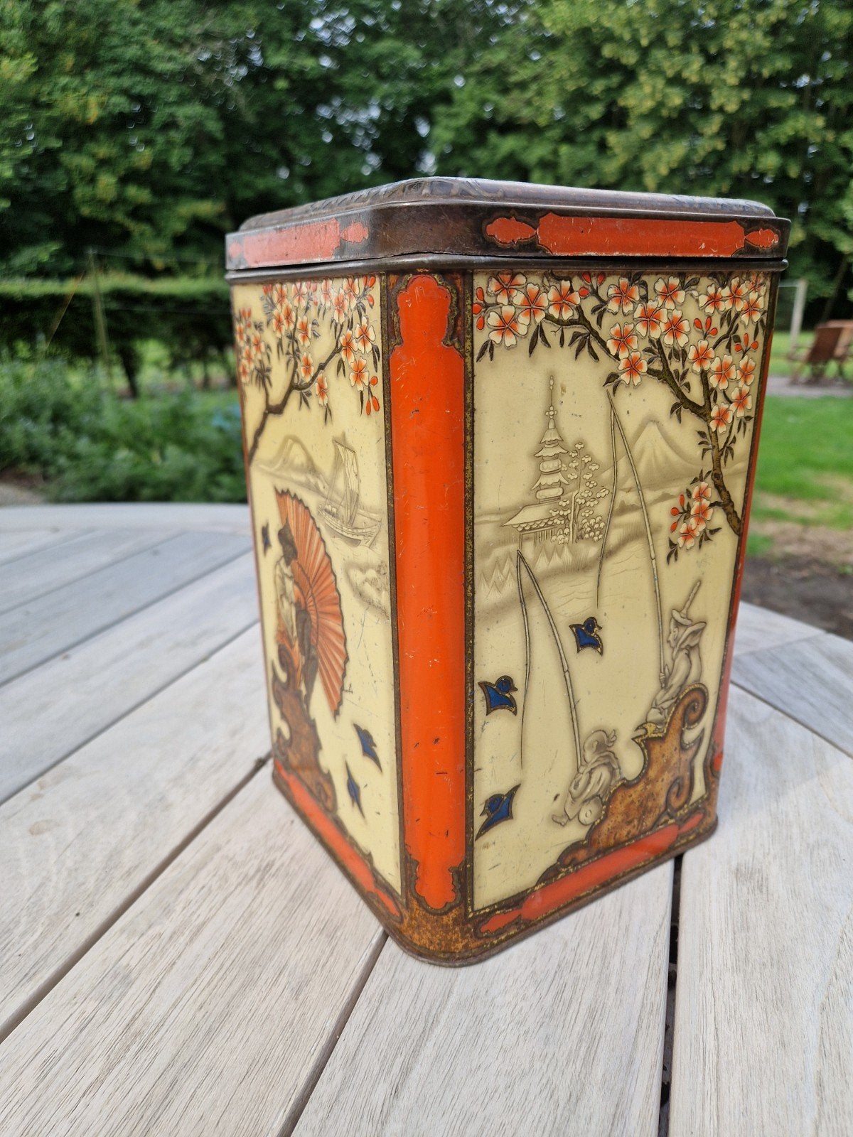 Vintage Niemeijer Koffie/Theeblik - Japans Decor, Verzamelen, Blikken, Gebruikt, Koffie, Overige merken, Ophalen of Verzenden