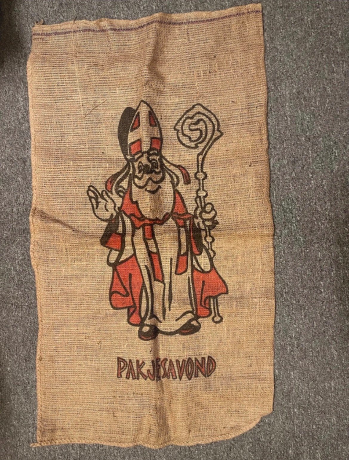 Jute cadeau zak sinterklaas pakjesavond 58x104, Ophalen of Verzenden, Zo goed als nieuw