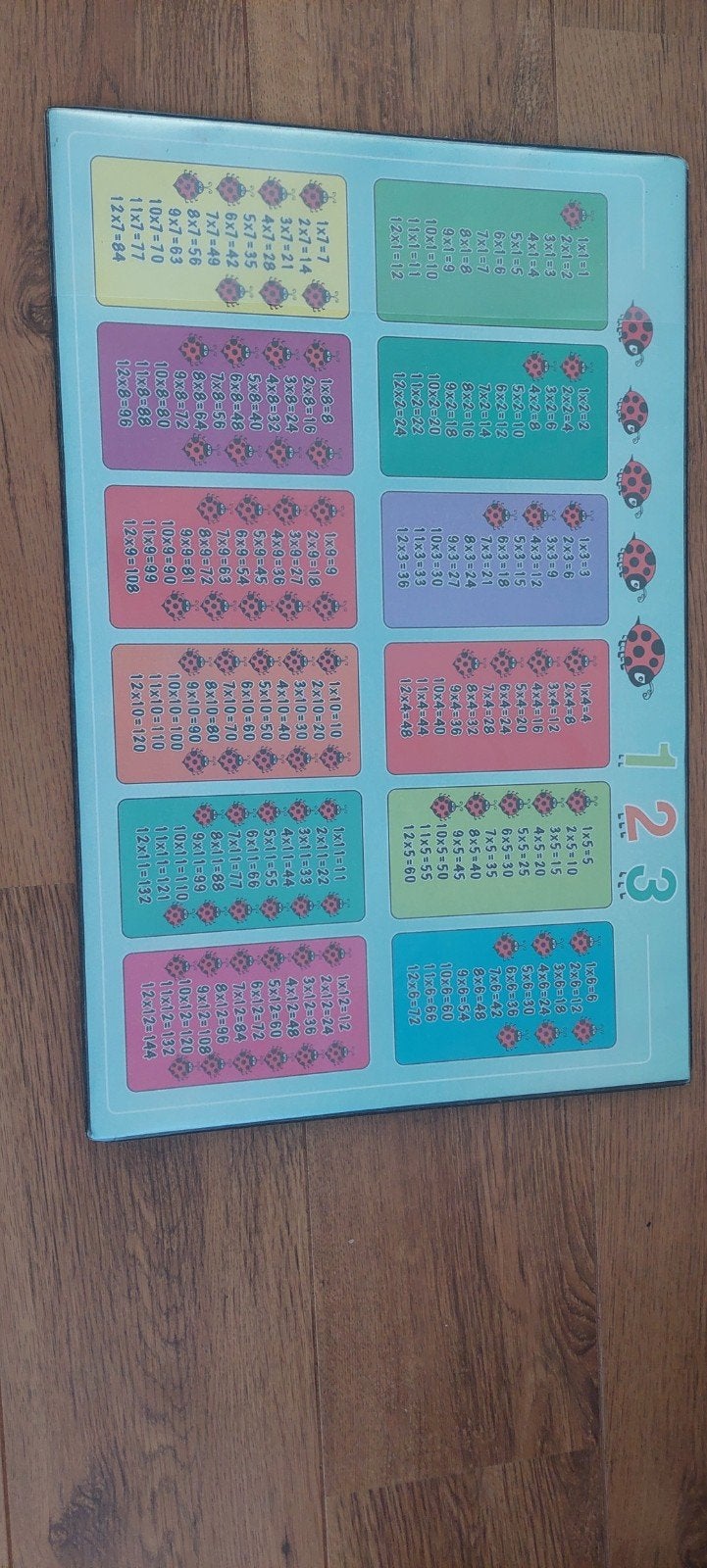Placemat met de tafels voor school, Ophalen