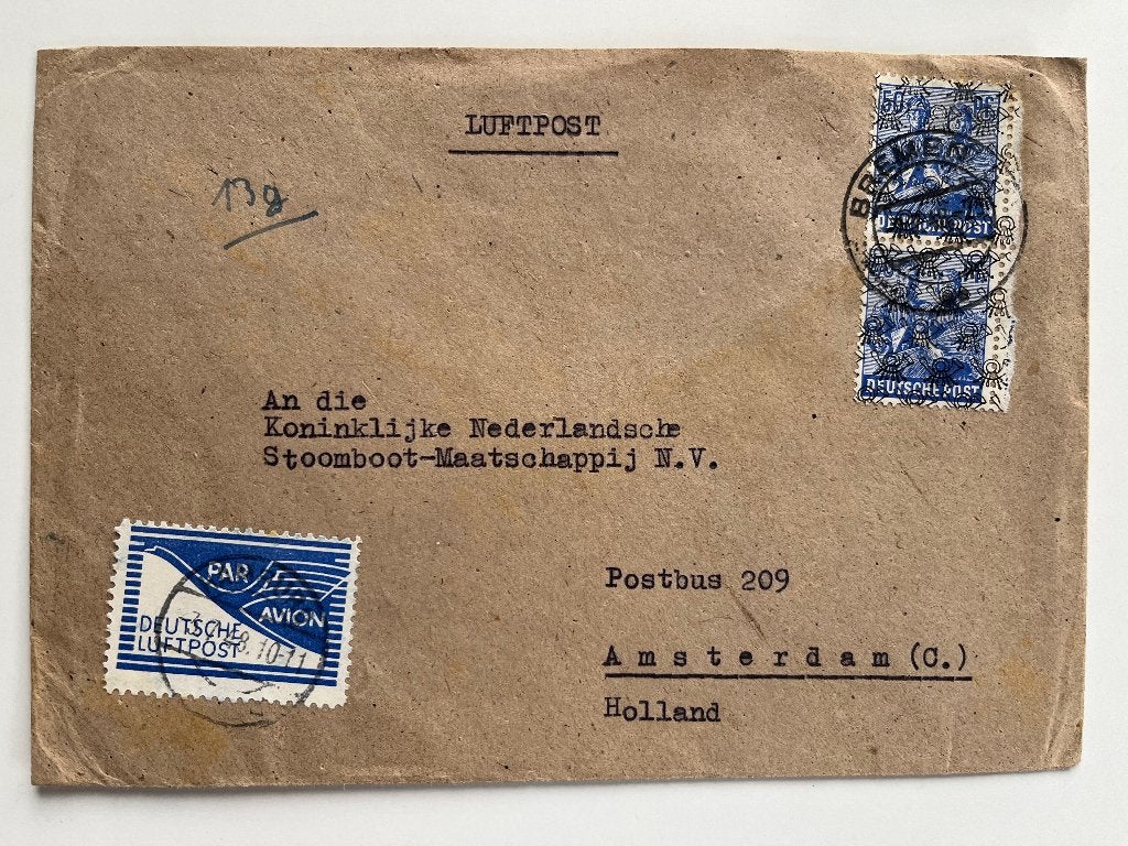 envelop Amerikaans-Britse Zone Flugpost Zulassungsmarke 1948, Postzegels en Munten, Ophalen of Verzenden, BRD, Gestempeld