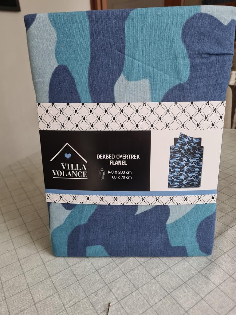 Nieuw Flanellen Dekbedovertrek - Blauw Camouflage, Eenpersoons, Blauw, Dekbedovertrek, Nieuw