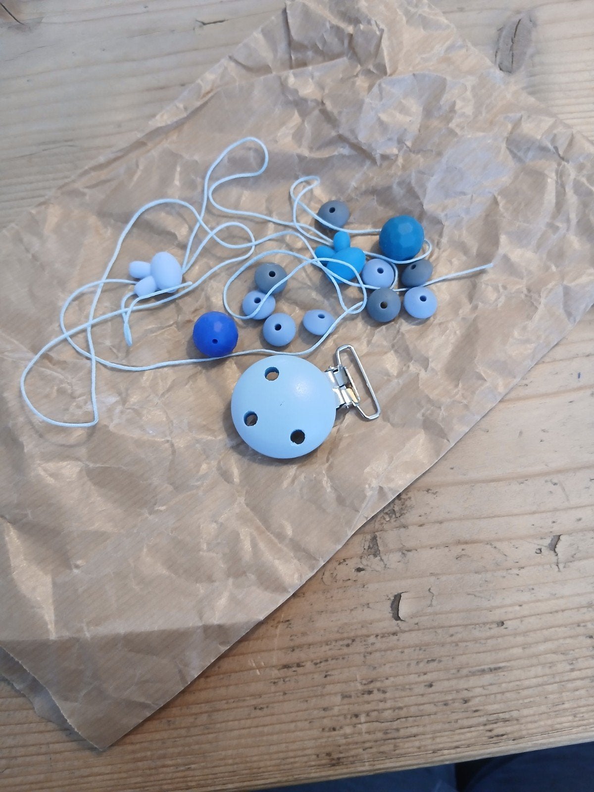 DIY Speenkoord Set - Blauw/Grijs Siliconen Kralen, Ophalen of Verzenden, Nieuw