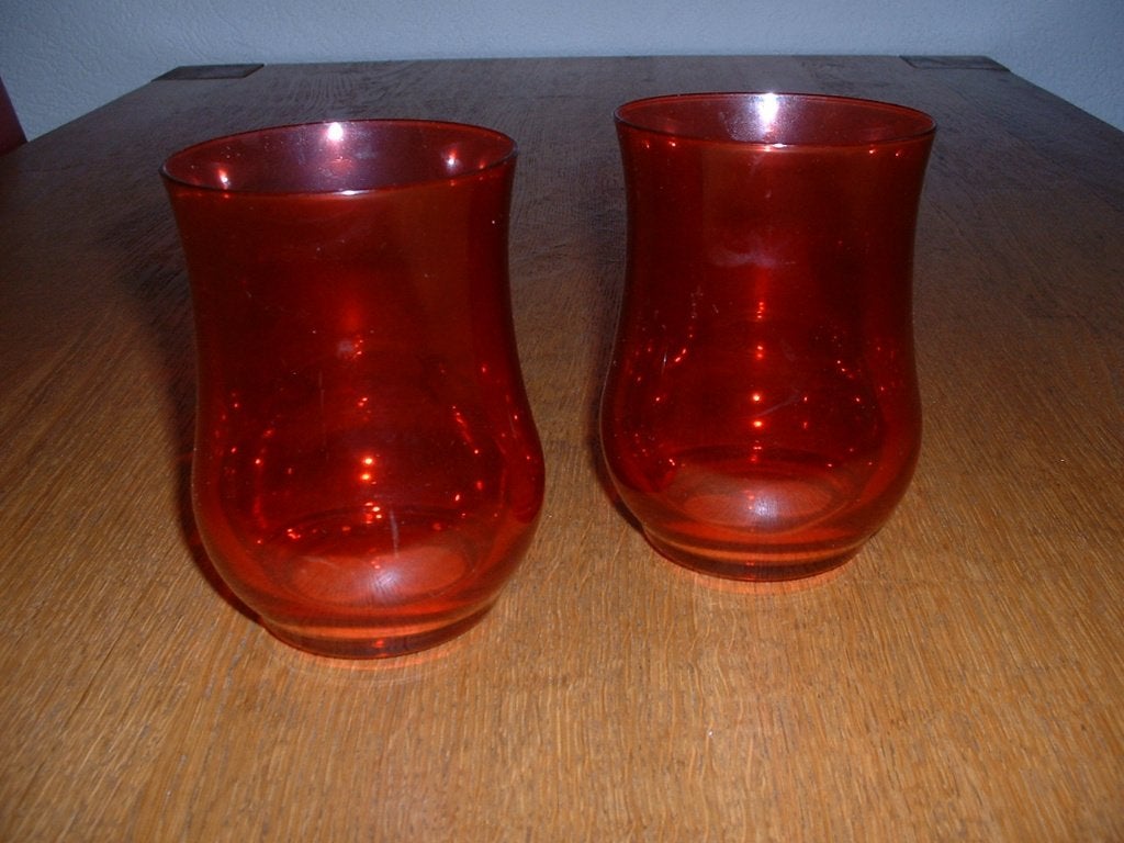 2 windlichten mini, Huis en Inrichting, Woonaccessoires | Kandelaars en Kaarsen, Ophalen, Windlicht, 13 cm, Rood