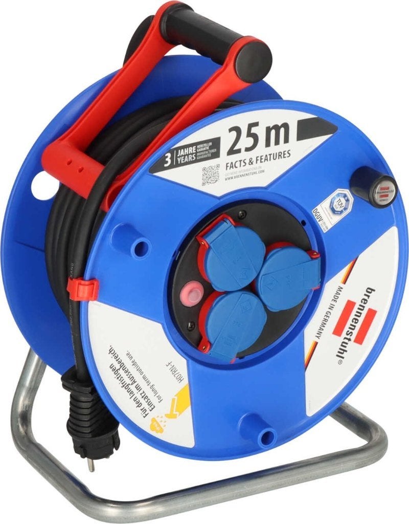 Kabelhaspel 25 meter 3V IP44 3x2,5mm² neopreen, Verzenden, Nieuw