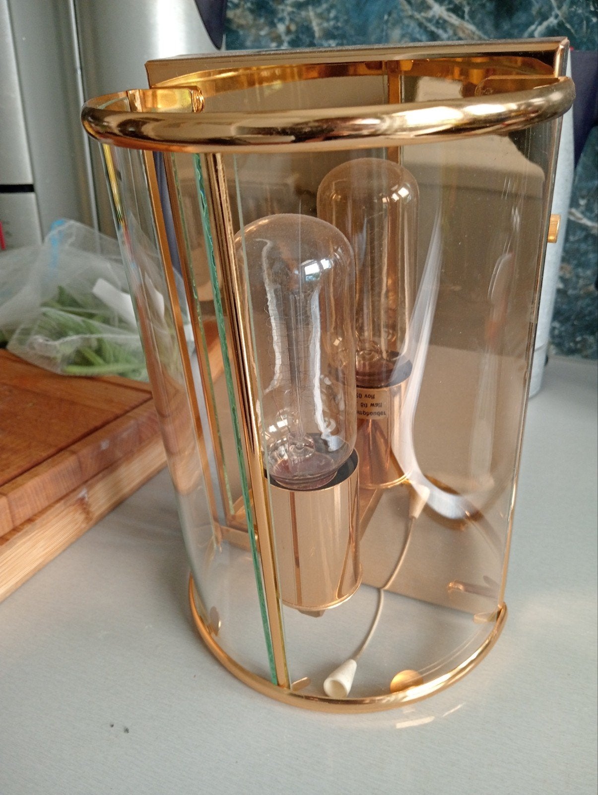 vintage jaren 70, vergulde wandlamp, Ophalen