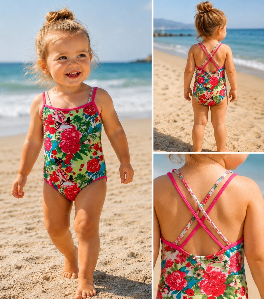 Badpak zwempak Far Out fleurige bloemen maat 92-98 NIEUW, SO, Meisje, Zwem-accessoire, Info@juniorcompany.nl