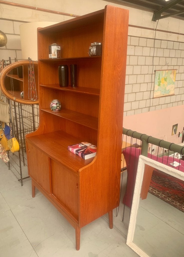 Boekenkast Johannes Sorth Bornholms Deens kast vintage retro, Ophalen, Bornholms Møbelfabrik, 50 tot 100 cm, Onbekend