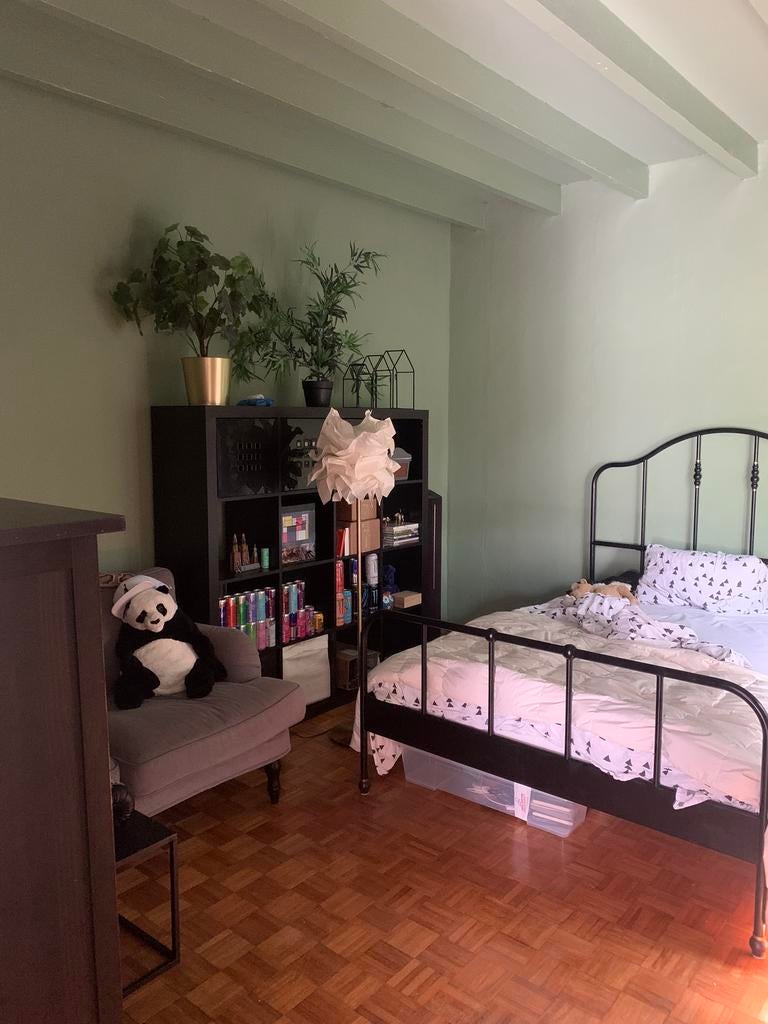 Ikea bed zwart metaal ZONDER matras 140x200, Ophalen, Gebruikt, Zwart, Tweepersoons