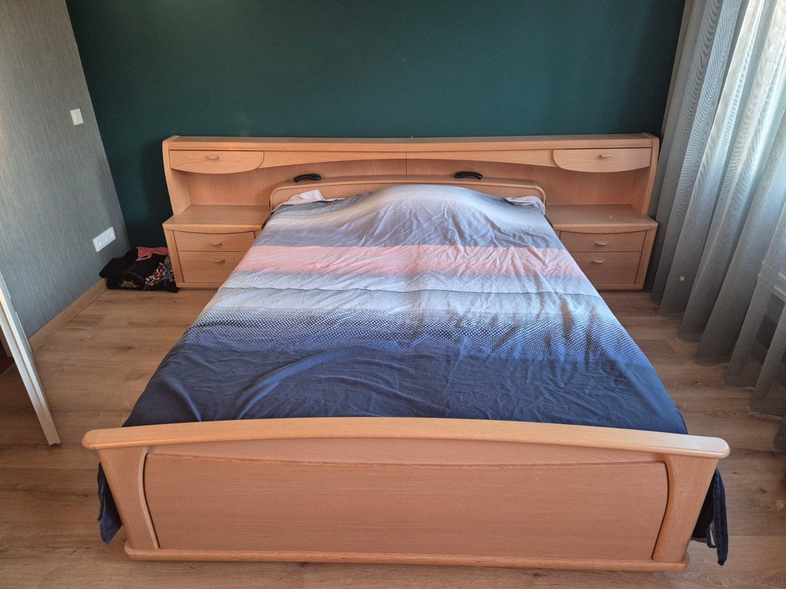 Tempur bed 160x210 elektrisch verstelbaar met ombouw, Ophalen, 210 cm, Tweepersoons, 160 cm