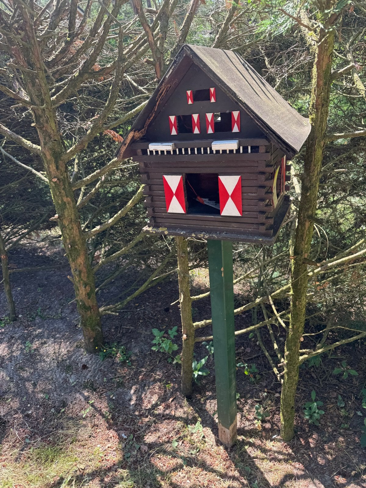 Oostenrijks Vogelhuis op Paal met Thermometer, Ophalen of Verzenden, Gebruikt