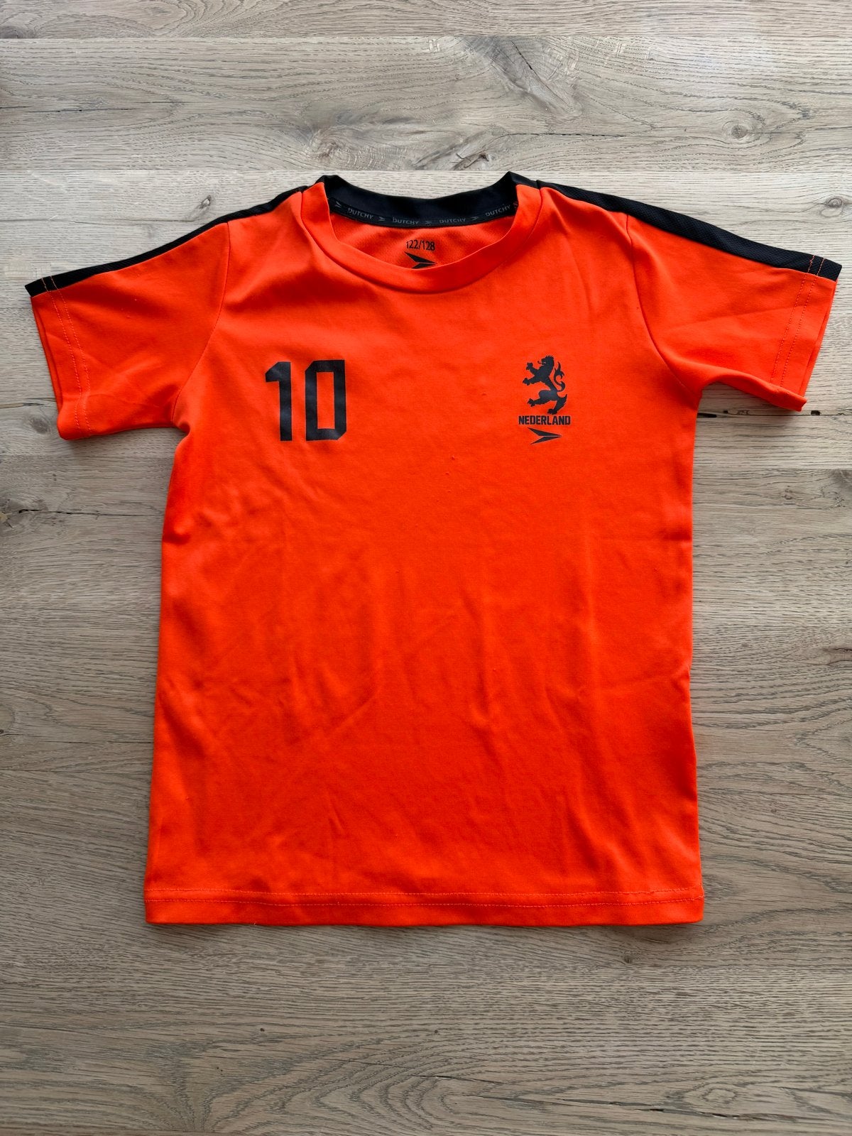 Oranje Nederland voetbalshirt maat 122/128, Kinderen en Baby's, Ophalen of Verzenden, Gebruikt, Jongen of Meisje, Shirt of Longsleeve