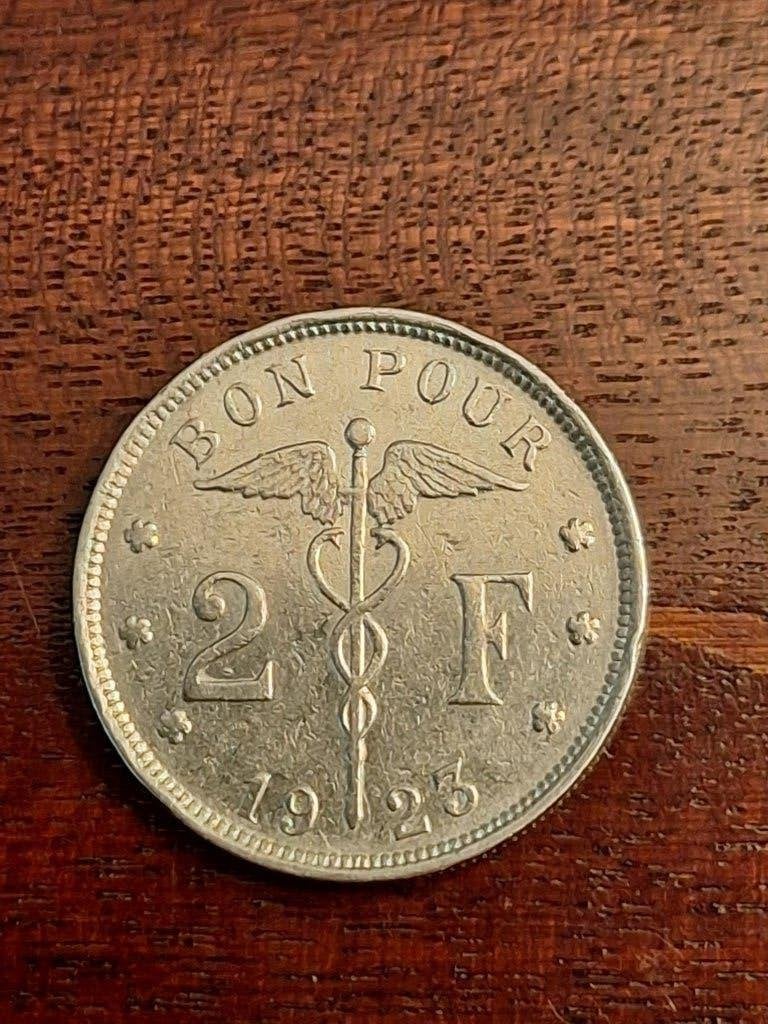 munt België 2 francs 1923 F, Ophalen of Verzenden, Overig, Losse munt