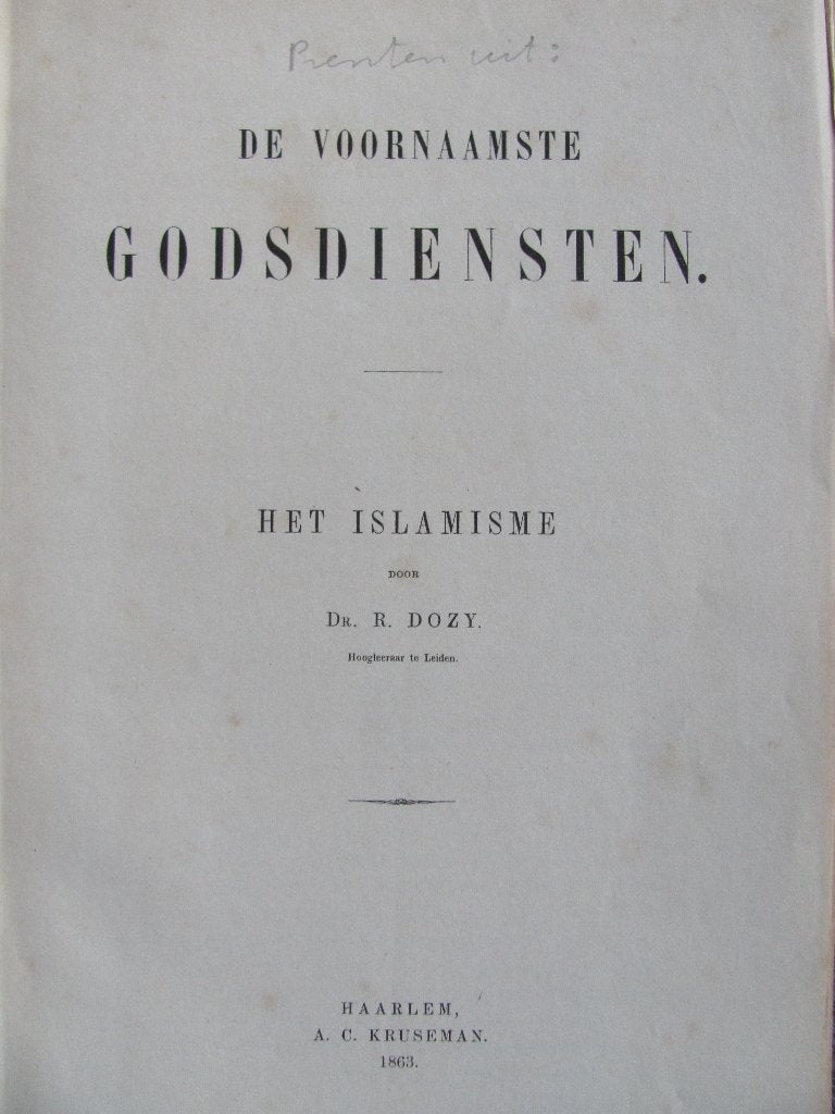 Islam - 1863 - Islamisme, Gelezen, Ophalen of Verzenden, R. Dozy, Islam