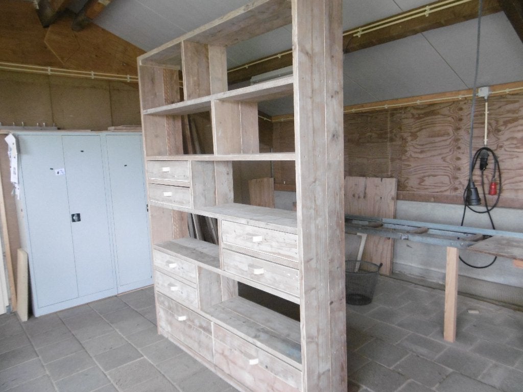 boekenkast van gebr steigerhout, Ophalen, Met plank(en), 200 cm of meer, 150 tot 200 cm