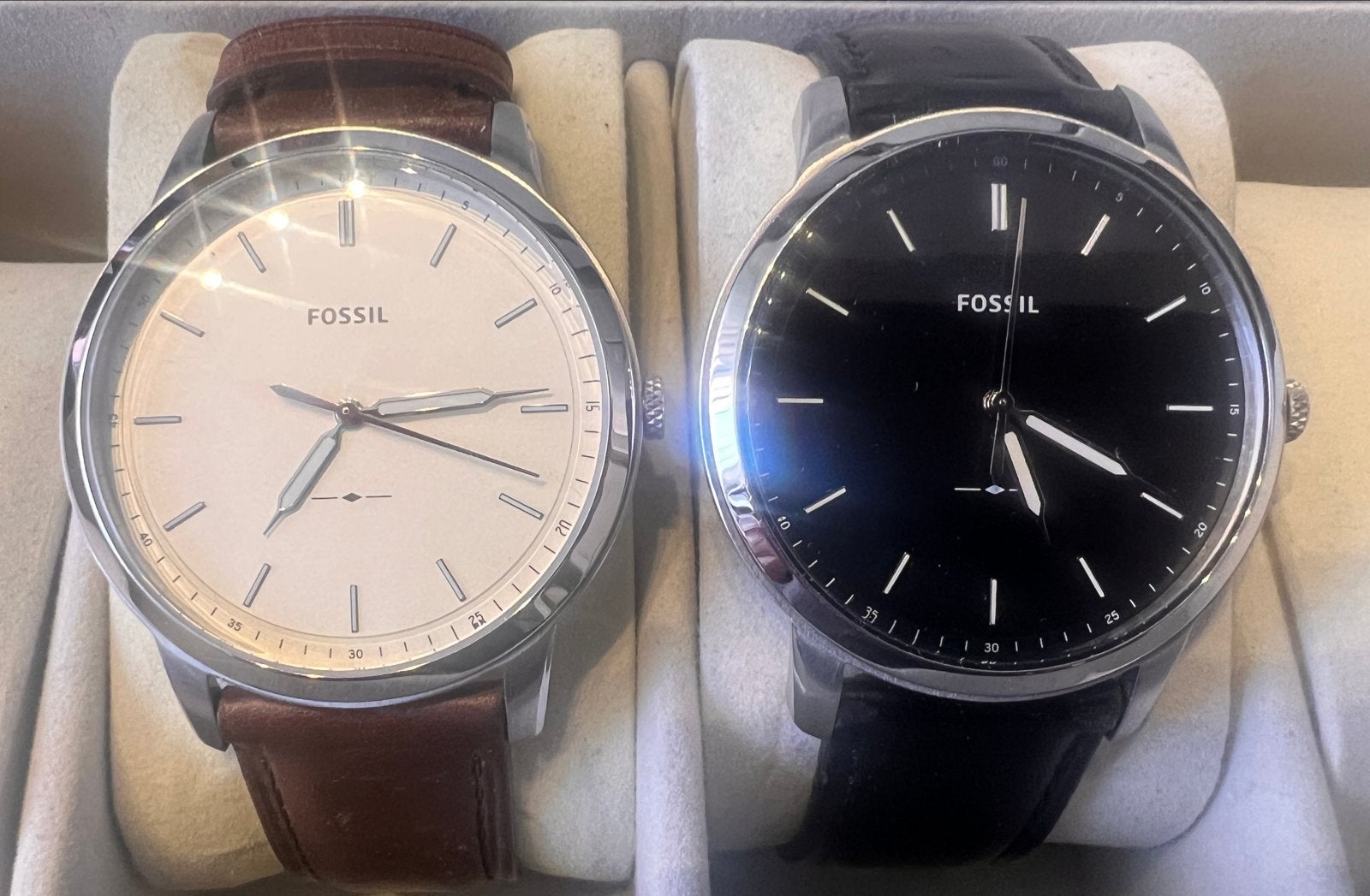 Fossil heren/unisex horloge in nieuwstaat, Sieraden, Tassen en Uiterlijk, Overige merken, Leer, Staal, Polshorloge