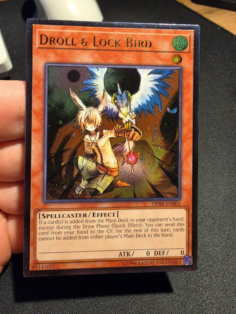 2x Droll & Lock Bird (OP08-EN001, Ultimate Rare), Ophalen of Verzenden, Zo goed als nieuw, Meerdere kaarten, Foil