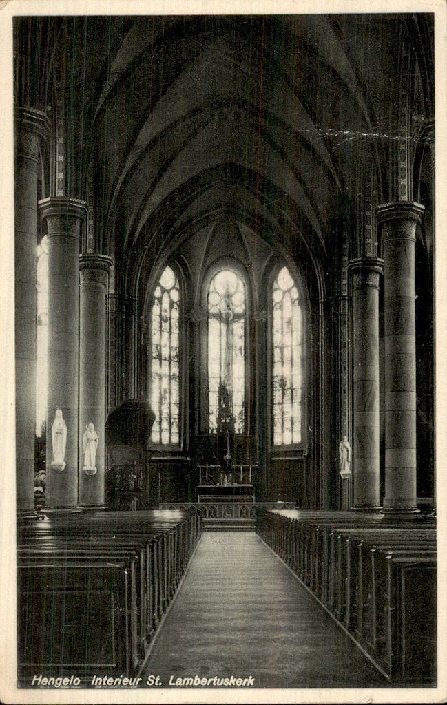 Hengelo - St. Lambertuskerk - Interieur, Ophalen of Verzenden, 1920 tot 1940, Gelopen, Overijssel