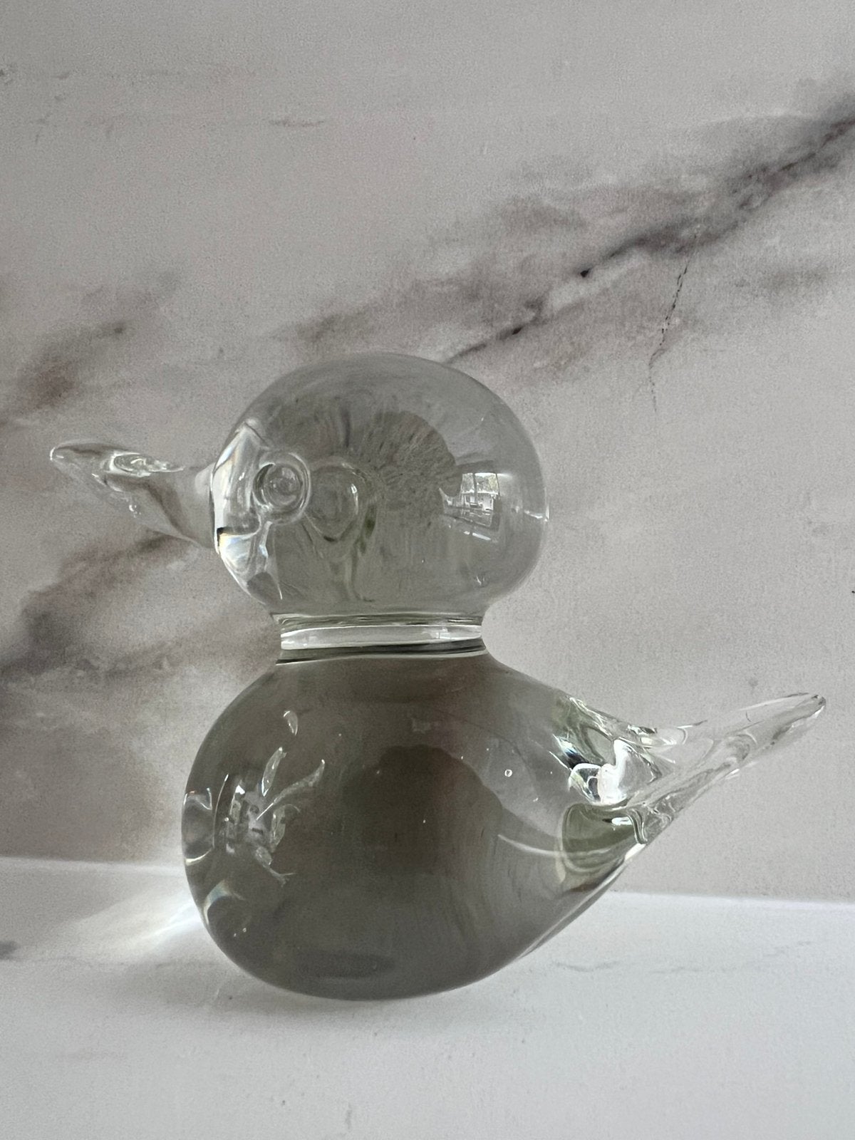 VINTAGE KRISTAL HELDER GLAS GLAZEN VOGEL EEND BEELD, Ophalen of Verzenden
