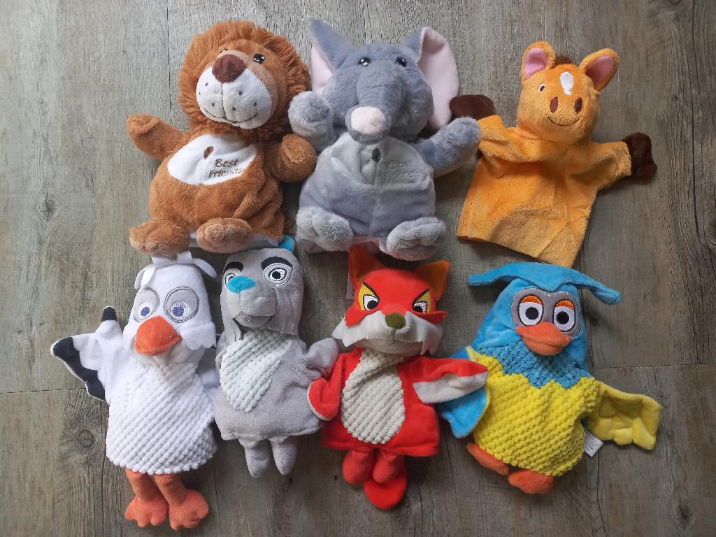 Handpoppen Fabeltjeskrant en Tijger, Olifant en Ezel, Ophalen of Verzenden, Zo goed als nieuw, Overige typen
