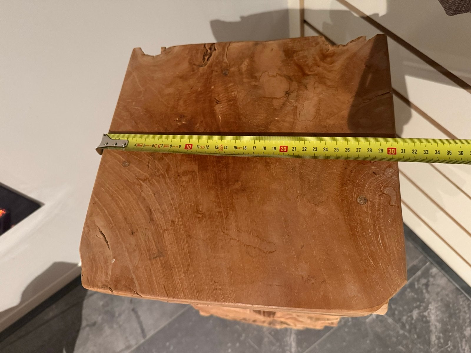 Unieke Teak Houten Decoratieve Zuil/Bijzettafel, Hout, Gebruikt, Ophalen of Verzenden, Landelijk