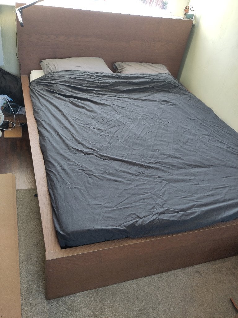 Malm bed onderstel, Ophalen, Gebruikt, Bruin, Tweepersoons