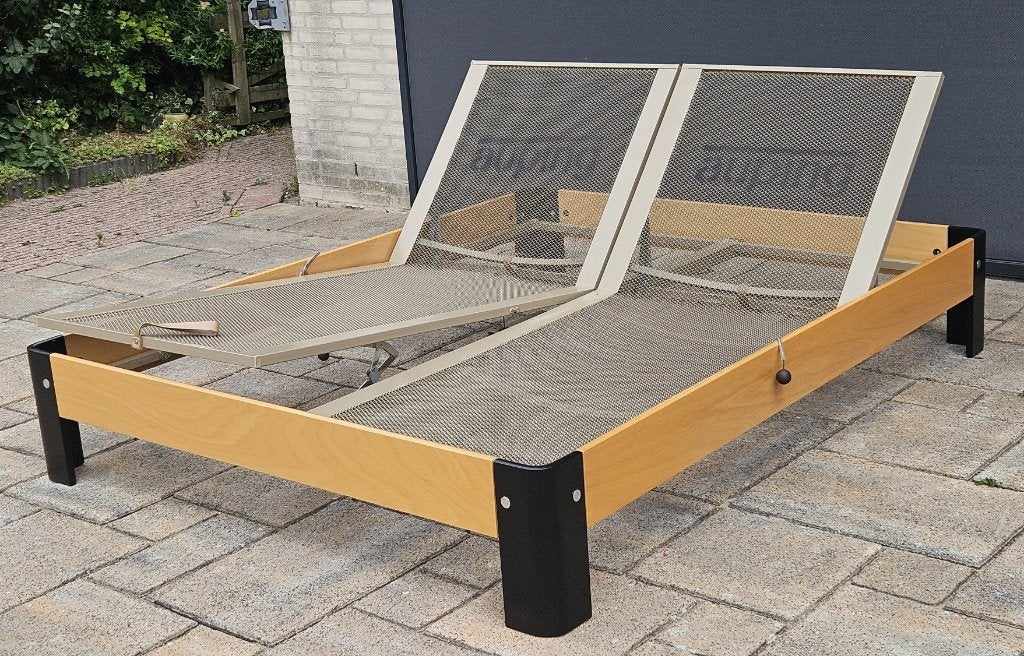 Auping 160x200 Beuken, Huis en Inrichting, Slaapkamer | Bedden, Gebruikt, Tweepersoons, 160 cm, 200 cm, Hout, Verstelbaar, Ophalen