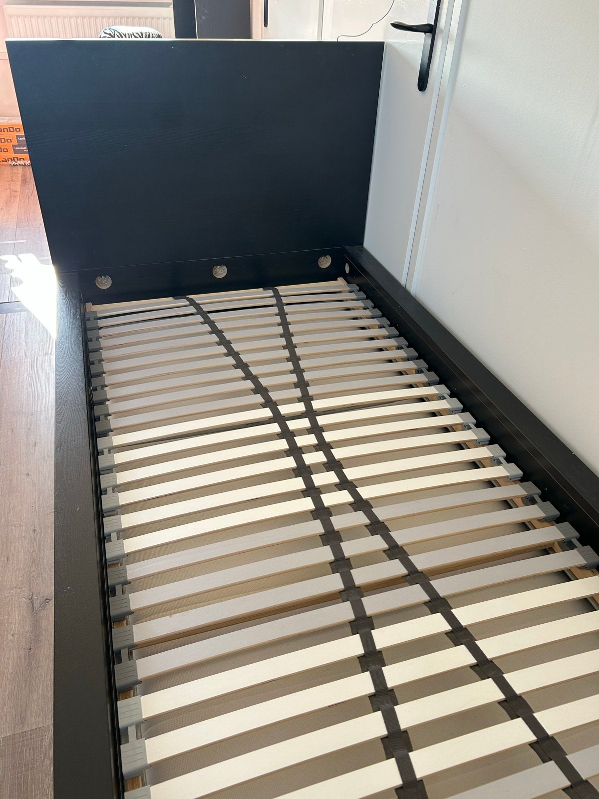 Ikea MALM eenpersoonsbed zwart met lattenbodem, Ophalen, Gebruikt, 90 cm, Eenpersoons