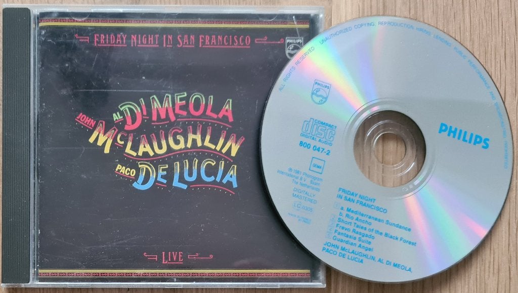 DI MEOLA-McLAUGHLIN-DE LUCIA - Friday night in SF: Live (CD), Ophalen of Verzenden, Zo goed als nieuw, Jazz-fusion, Album