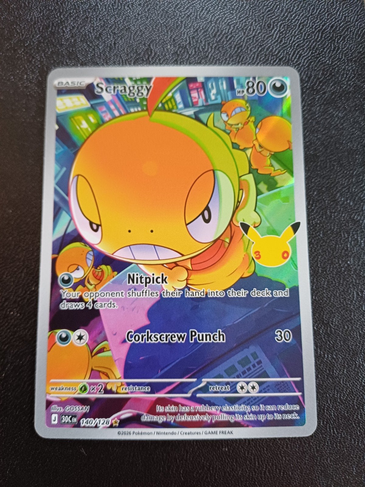 Pokémon 30c Scraggy 140/128, Ophalen of Verzenden, Nieuw, Losse kaart