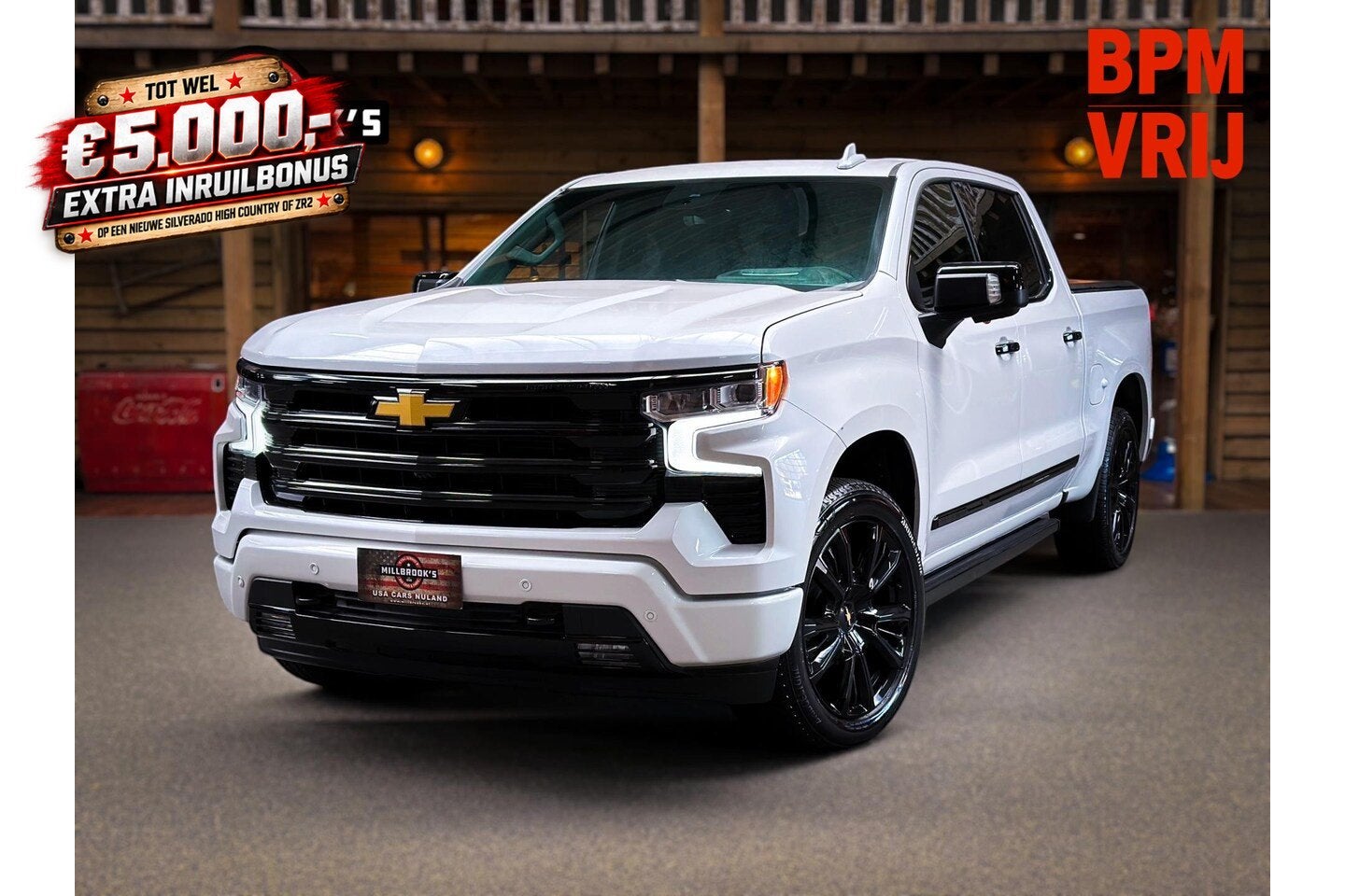 Chevrolet Silverado High Country 6.2 V8 420 PK, BPM VRIJ, Bl, Auto's, Automaat, 8 cilinders, Wit, Leder