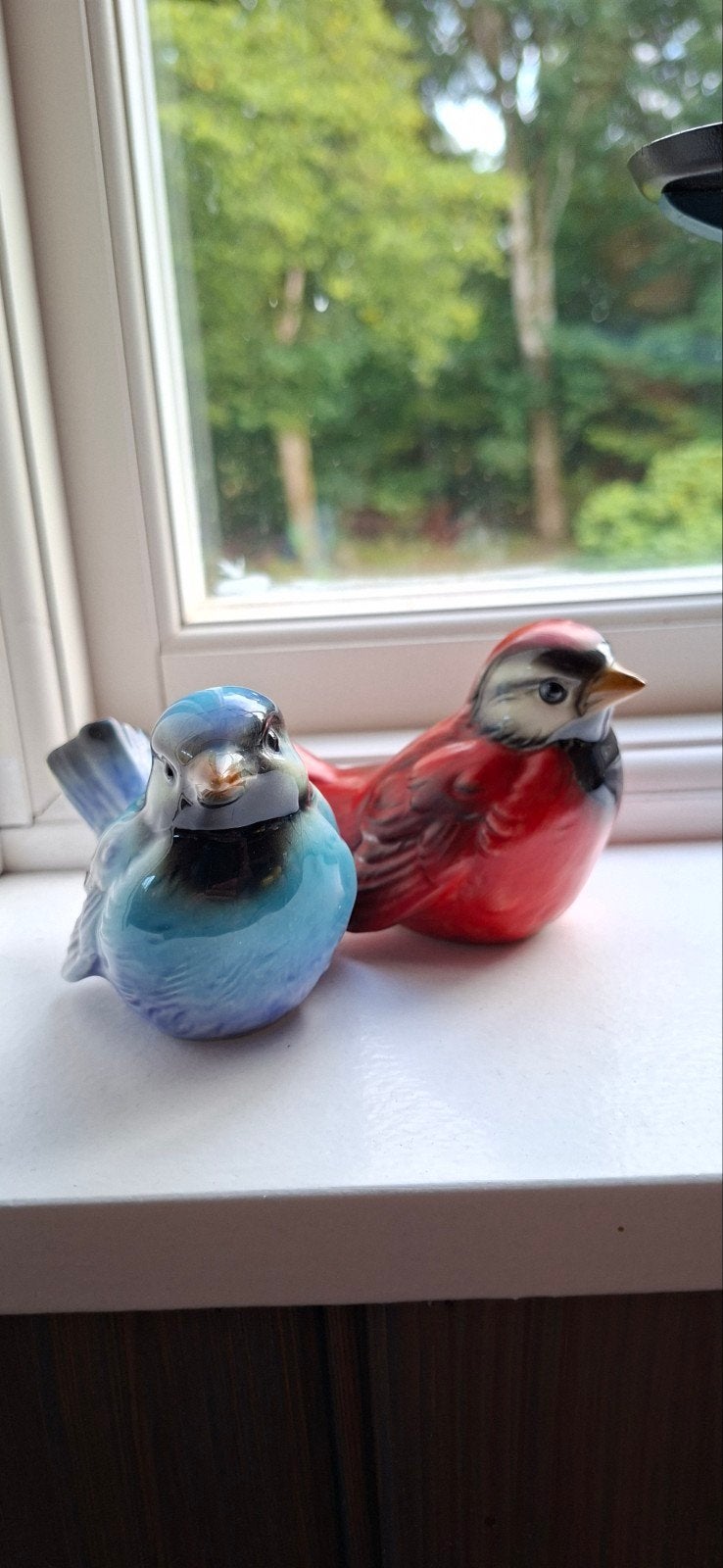 vintage Goebel vogeltjes van porselein, rood of blauw, Ophalen of Verzenden, Zo goed als nieuw, Vogel, Beeldje of Figuurtje
