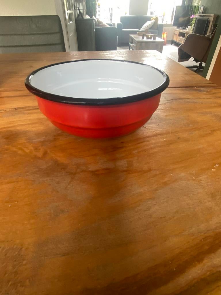 Rood emaille schaaltje - Vintage look, Ophalen of Verzenden